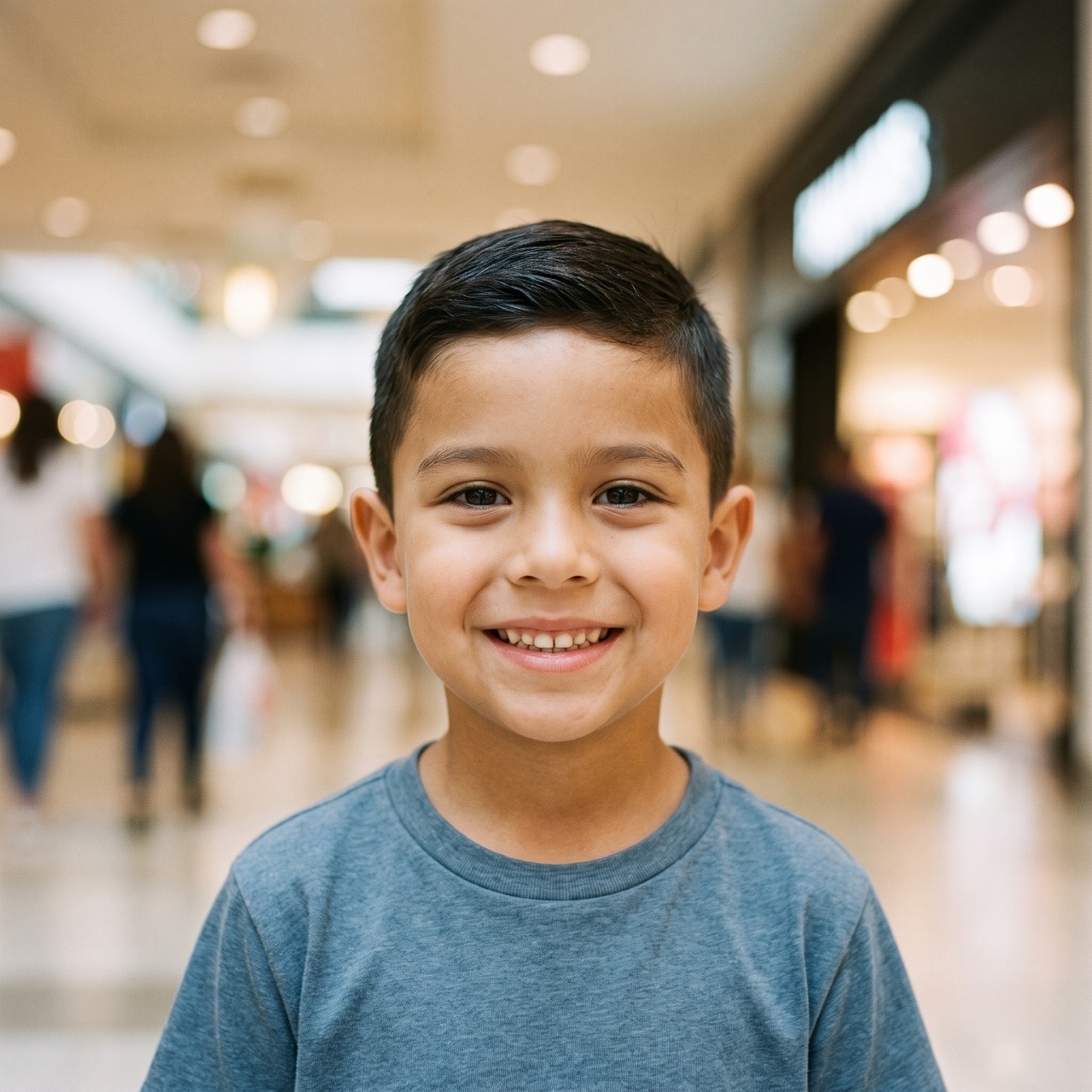 Niño en centro comercial